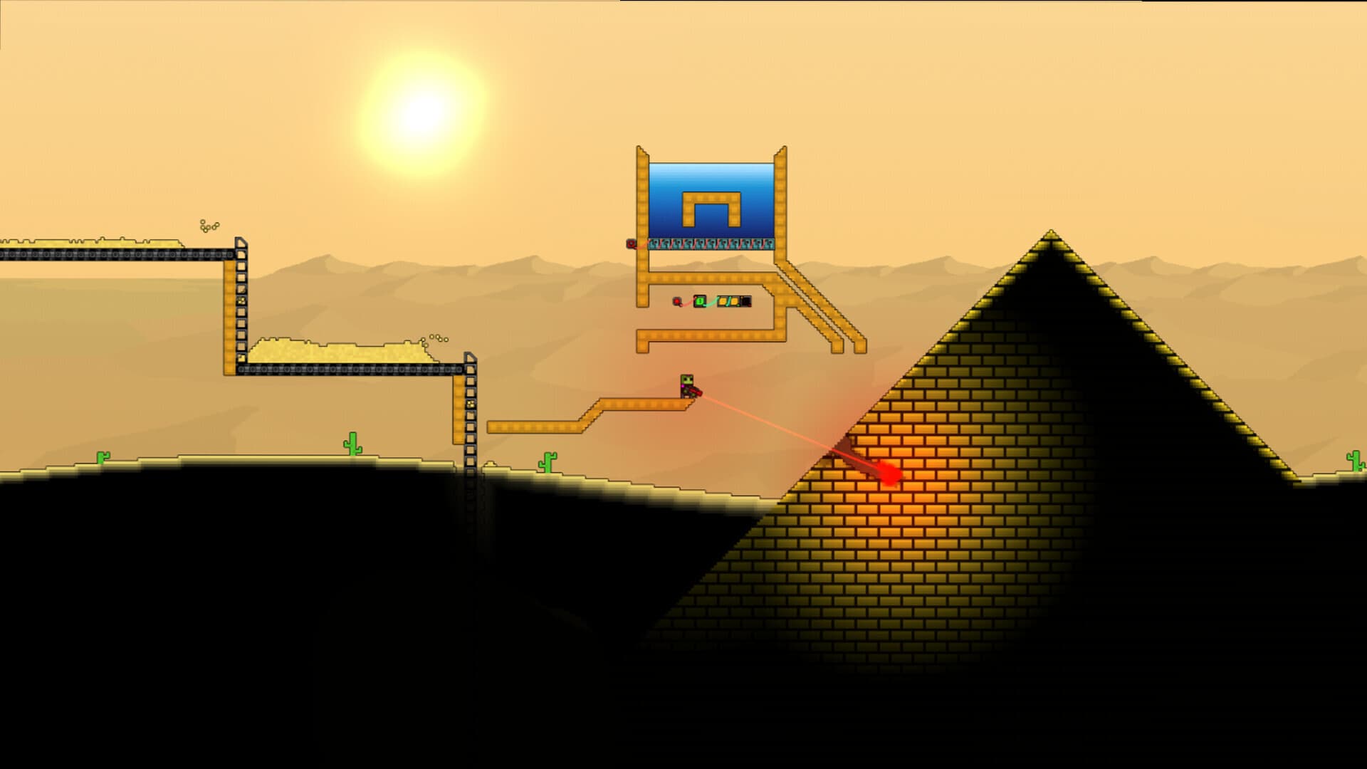Official Sandustry screenshot of a surface base with conveyors and a brick structure.